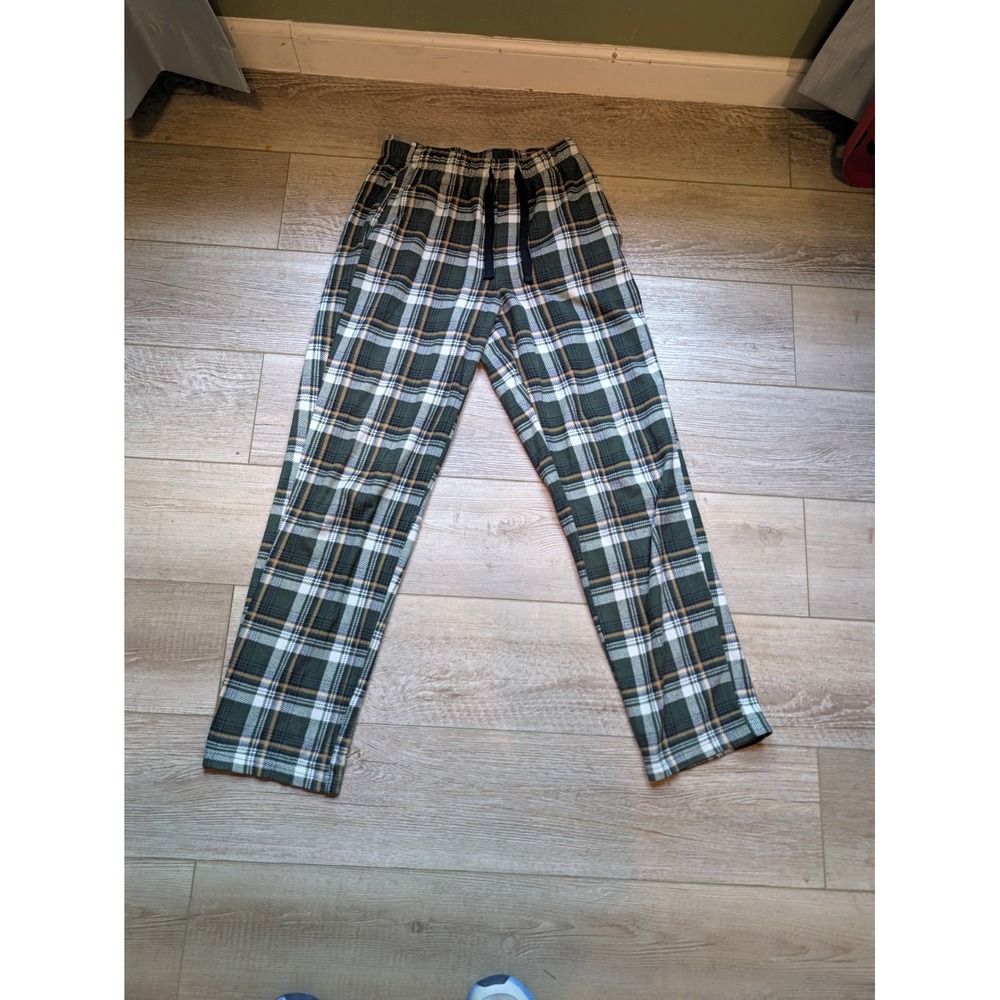Sonoma Goods For Life Mens Green Plaid Fleece Pants Small Drawstring Lounge